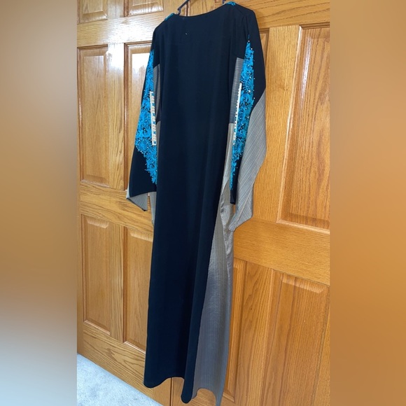 Middle Eastern Dress Abaya Kaftan Plus Size 2X-3X Black Blue Embroidery Beaded - Picture 7 of 7